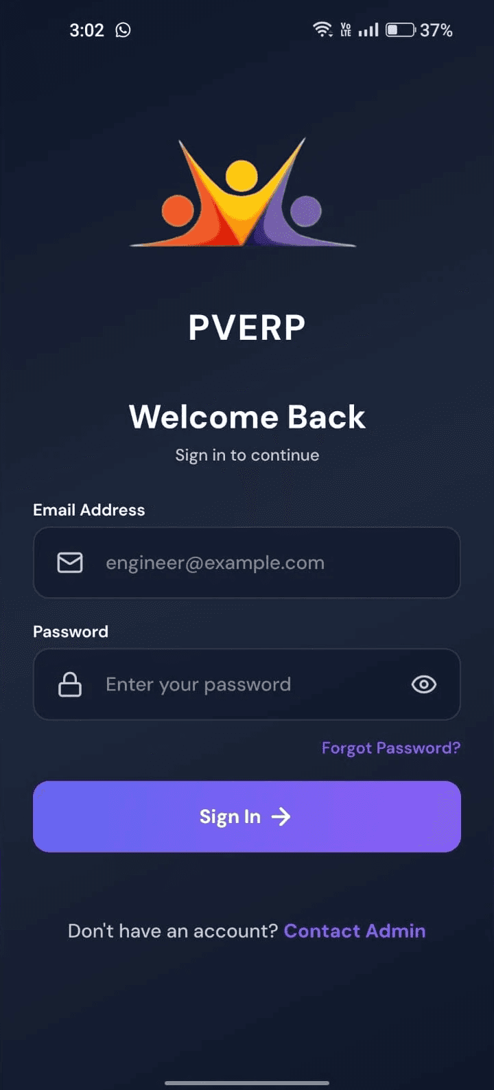 PVERP Channel Partner app — sign in